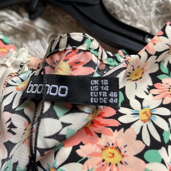 Floral Puff Sleeve Slit Front Midi Dress - Picture 9 of 10